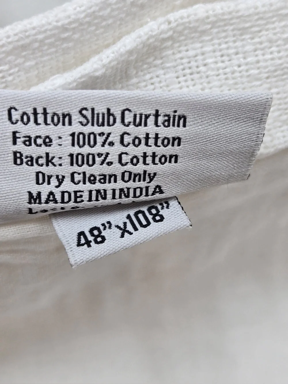 NWT QUINCE Set Of 2 48x108 Cotton Slub Curtains White 0898